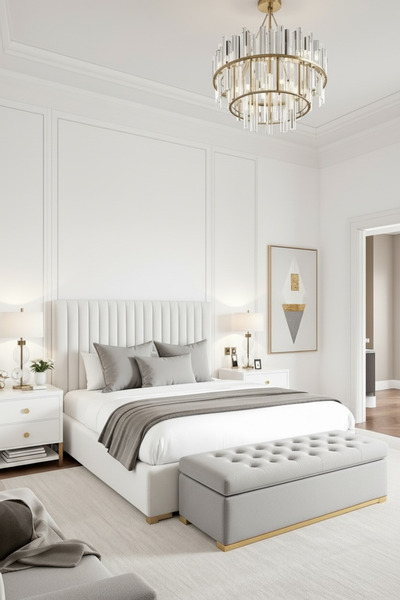 JACA Σετ 4 τεμαχίων από βελούδινο ύφασμα, διακοσμητικό ράνερ κρεβατιού και σε...