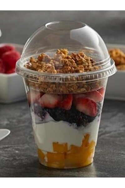 Nacario Nrcrioshop 350 Cc Pet Plastic Milkshake Lemonade Cup with Lid 50 Piec...