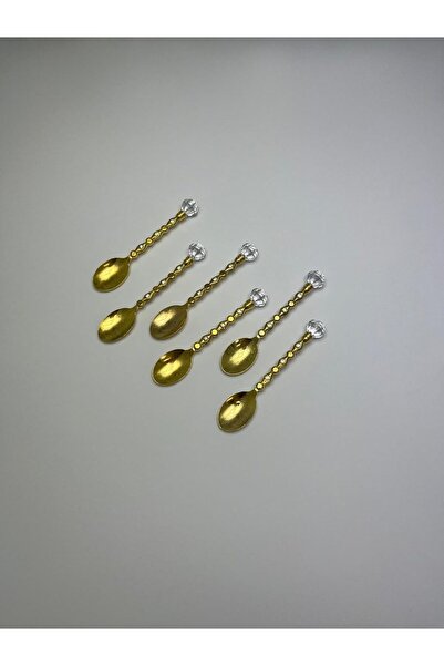 Yıldızan Esnshop Gold Colorful Teaspoon Set (6 Pieces) - Special Boxed 1209132