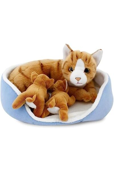 Nacario متجر نركريو شوب - حيوانات العالم - قطة مع صغارها في السلة - وبري لعبة...