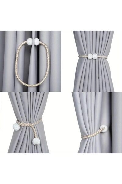 Yıldızan Storesellm Bej Manyetik Perde Klipleri Iç Dekorasyon Inci Topları To...