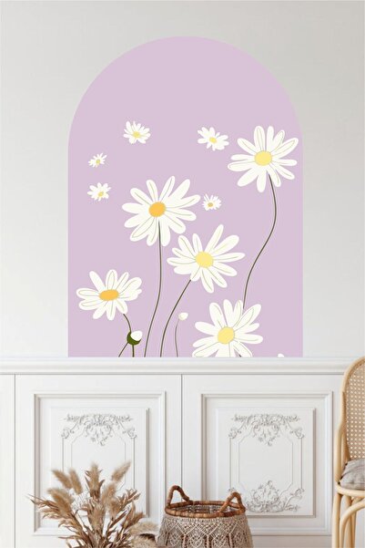 Piksel Grafik Daisy Bohemian Oval Wall Sticker