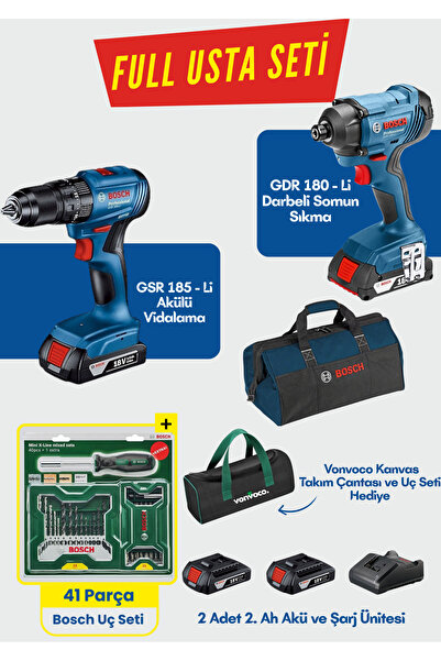 Bosch GSR 185 Lİ Kömürsüz Akülü Vidalama GDR 180 Lİ Şarjlı Somun Sıkma Darbel...