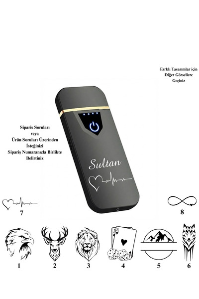 Tanem Tasarım Kişiye Özel Tasarımlı Vip Alevsiz Çakmak Parmak Izi Dokunmatik ...