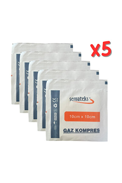 SEMATEKS STERİL GAZ KOMPRES 10cm x 10cm GAZLI BEZ KLASİK PAMUKLU DOKUMA 5 Pak...