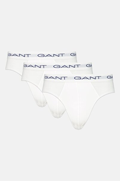 Gant عبوة من 3 سراويل داخلية رجالية بشعار العلامة التجارية، لون أبيض