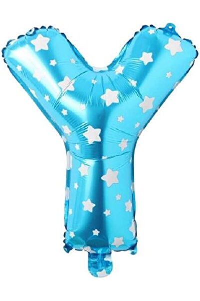 Nacario NrcrioShop بالون فويل على شكل حرف Y مقاس 16 بوصة باللون الأزرق المرصع...