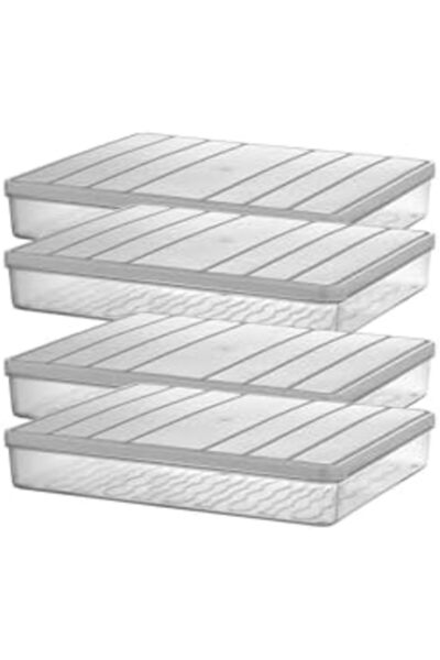 Yıldızan esnshop - حاوية تخزين نورا 4 قطع سعة 2.5 لتر باللون الرمادي الفاتح 1...