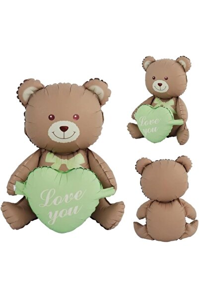 Nacario Nrcrioshop Retro Sitting Heart Bear Foil Balloon, Green 1201248