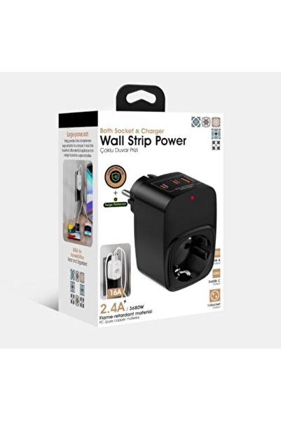 Nacario مقبس حماية من التيار من NrcrioShop، 1x مقبس، 2x منفذ من النوع C، 1x م...