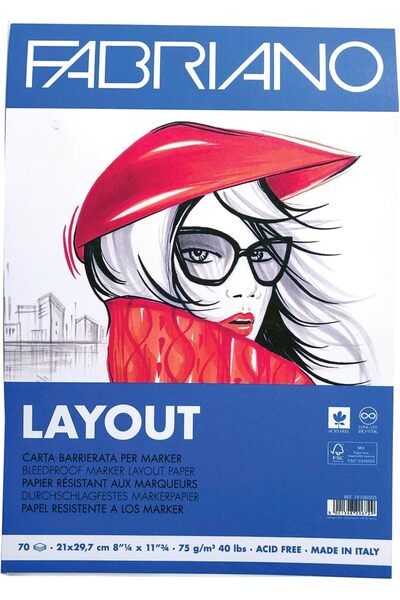 Nacario NrcrioShop فابريانو لاي آوت A4-75 جرام. ورق ماركر ناعم وعازل للمس - ب...