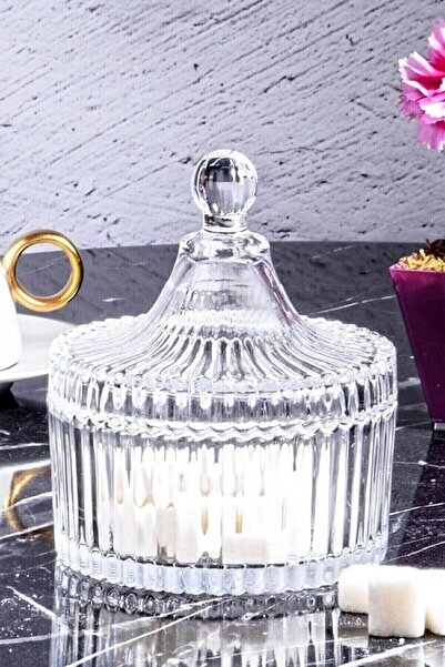 Nacario وعاء سكر زجاجي بغطاء من بورسلين ديار نركريوشوب - شفاف 1201248