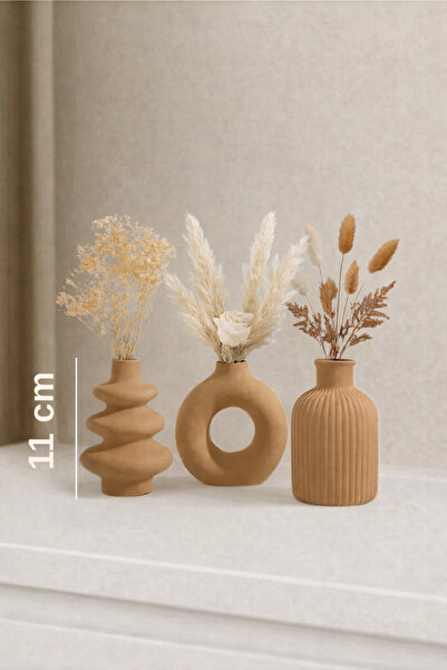 rufhomedesign 3lü 11 Cm Minimalist İskandinav Tarzı Bohem Vazo Hediyelik Pint...