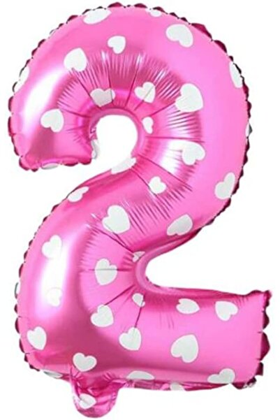 Nacario Nrcrioshop 2 Number 16 Inch Pink Heart Foil Balloon 36 cm (Pink) 1201248