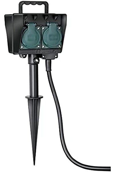 Nacario Nrcrioshop Garden/Outdoor Socket, 4-Way, with Ground Spike (Weather-R...