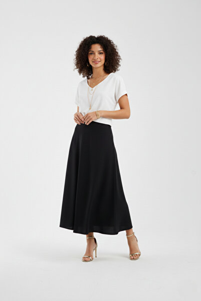 MAİMODA تنورة نسائية صيفية متوسطة الطول ذات ملمس مميز