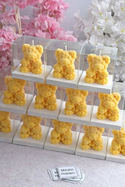 Miranın Hobileri Kutu İçinde Sarı Ayıcık Mum | Parafin El Yapımı Dekoratif Mu...