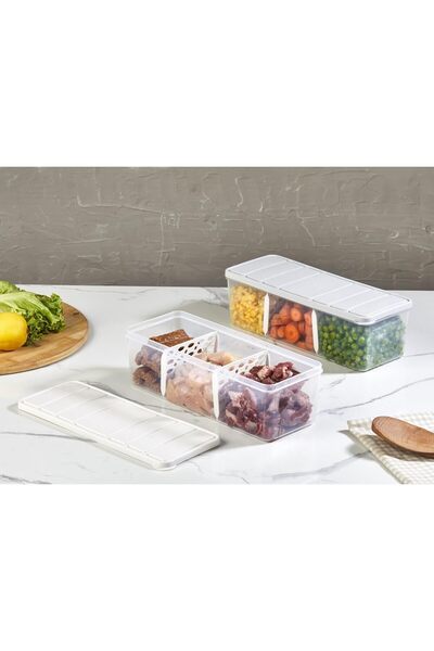 Yıldızan Esnshop 6-Piece Nora Storage Container with Compartments 2 Lt Ecru 1...