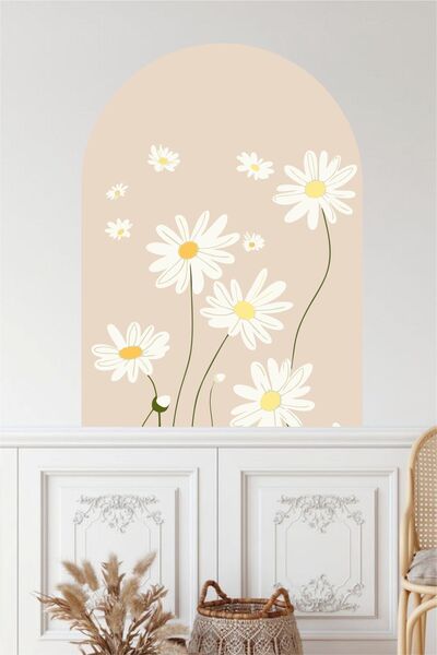 Piksel Grafik Daisy Bohemian Oval Wall Sticker