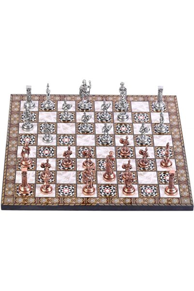 Nacario Nrcrioshop Medium Size Metal Roman Chess Set Antique and Patterned Md...