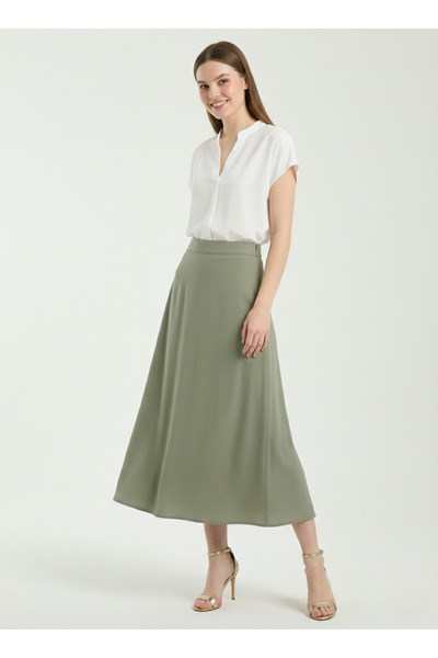 MAİMODA تنورة نسائية صيفية متوسطة الطول ذات ملمس مميز