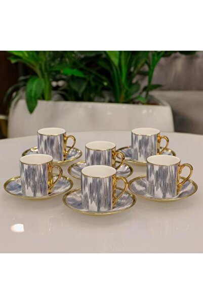 Generic Decorative Cup Set - 6 Cups with Saucers