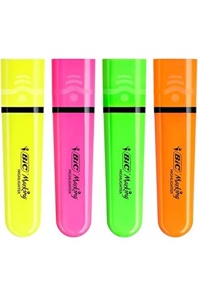 Nacario قلم تحديد مسطح من نركريوشوب، عبوة من 4 قطع، 4 ألوان (أصفر، برتقالي، و...