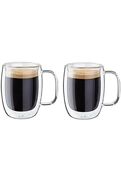 Yıldızan Esnshop Sorrento Double-Walled Espresso Glass Set with Handles, 2-Pi...