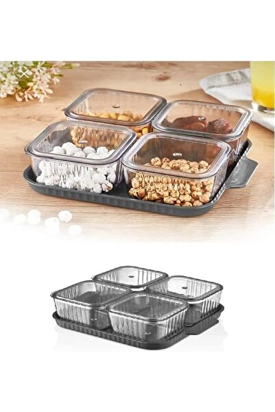 Yıldızan esnshop PELİDA طقم إفطار مكون من 4 أقسام مع غطاء أكريليك b 1209132