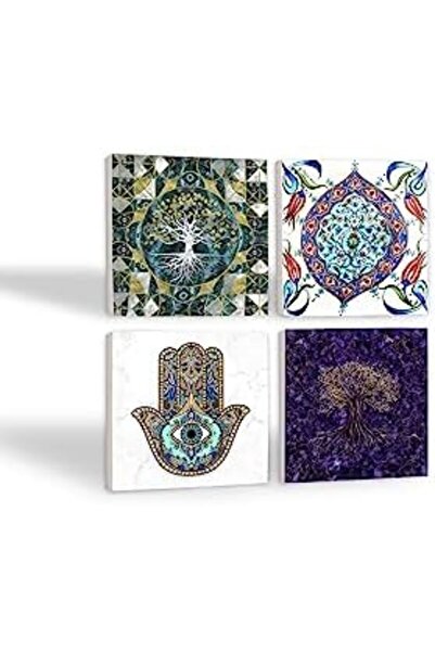Nacario Nrcrioshop Tree of Life, Tile Art, Fatma Ana Hand Stone Coaster Set -...