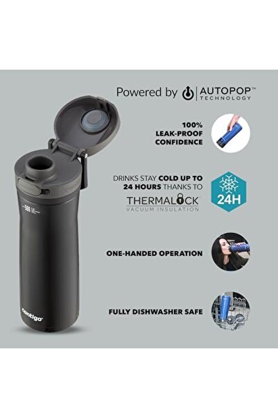 Nacario ترمس مياه باردة من نركريوشوب جاكسون أوتوبوب، سعة 590 مل، أسود، 1201248