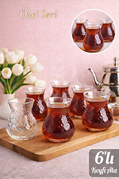 Tilbe Home 6’lı Boncuklu Keyfi Ala Cam Çay Bardağı Seti Isıya Dayanıklı, Şık ...
