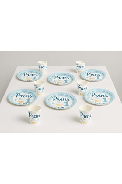 Nacario NrcrioShop طقم أدوات مائدة للحفلات بعمر سنة واحدة، لـ 8 أشخاص، لون أز...