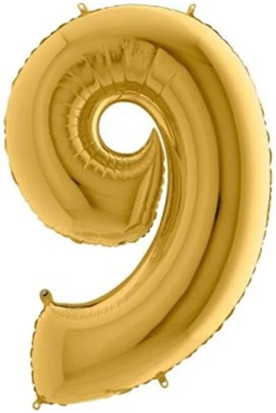 Nacario NrcrioShop بالون فويل ملون 16 بوصة مع 9 أرقام 36 سم (ذهبي) 1201248