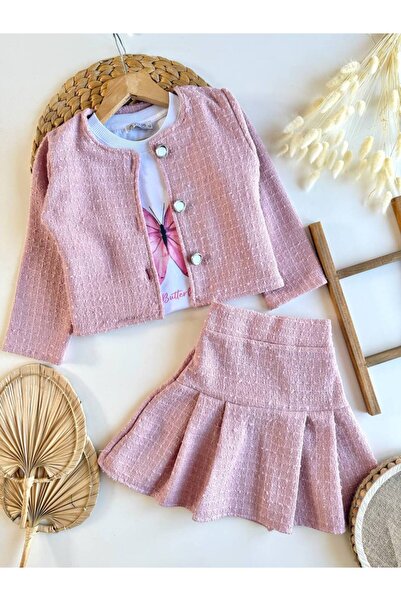 LiliKids Tüvit Ceket Body Etek 3’lü Takım