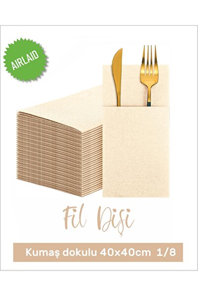 AS7 KAĞITÇILIK Ivory Fabric Textured Airlaid Pocket Napkin 40x40 1/8 Pack of 50