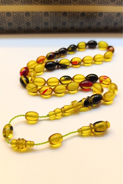 hobihanem 6*9mm İmame Halkalı Orijinal Ateş Kehribar Tesbih