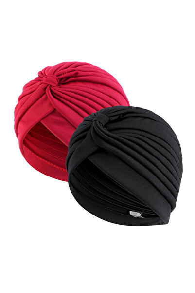 Choice غطاء رأس توربان مطاطي بلون أسود خمري، قطعتان/عبوة، مقاس واحد، بتصميم م...