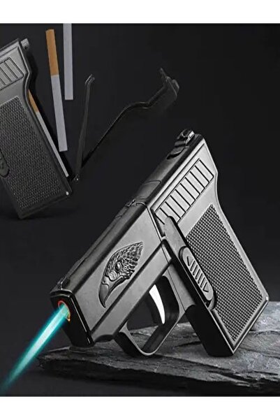 HEPBİMODA Sigara Kutusu Jet Turbo Çakmak Gaz Çakmak Tabanca Çakmak Rüzgar Geç...