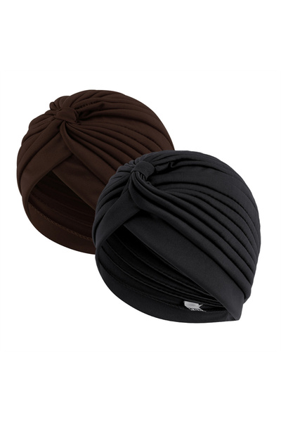Choice One Size Black dark coffee 2pcs/lot Stretch Turbans Head Beanie Cover ...