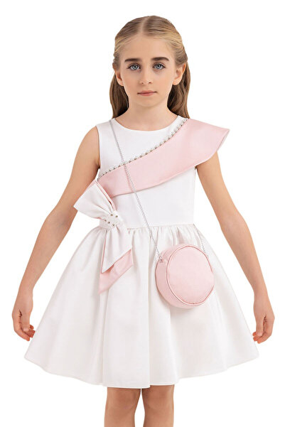 Pamina Elegant girls' dress for special occasions with a scarf collar and mat...