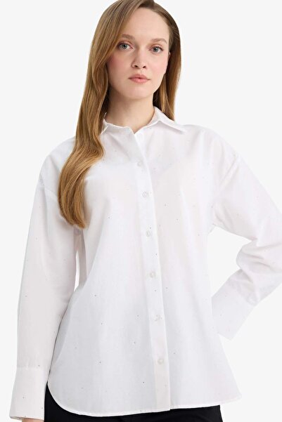 DeFacto Relax Fit Poplin Shirt Tunic E7977Ax26Sp