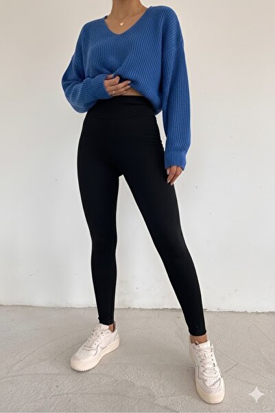 CRNSSWİMWEAR Women's High Waist Push-Up Effect Gathering Daily Black Leggings