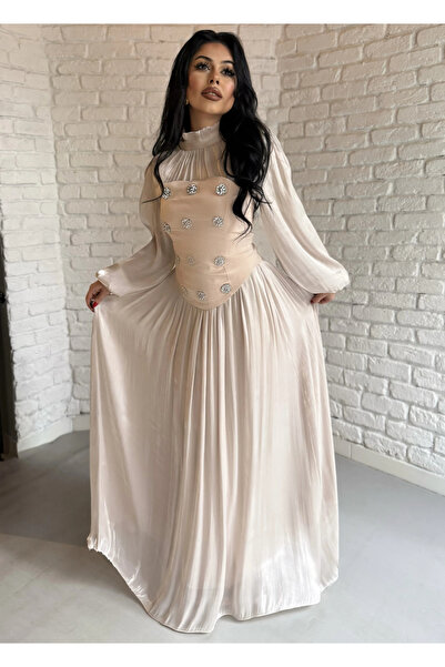 moneta boutique Rochie de seară lungă din șifon, cu corset și pietre, pentru ...