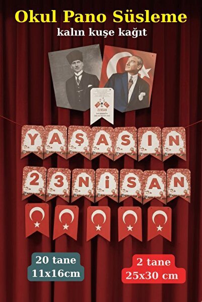 Emtory Gift 23 Nisan Okul Pano Süsleme Seti – Yaşasın 23 Nisan Afiş & Bayrakl...