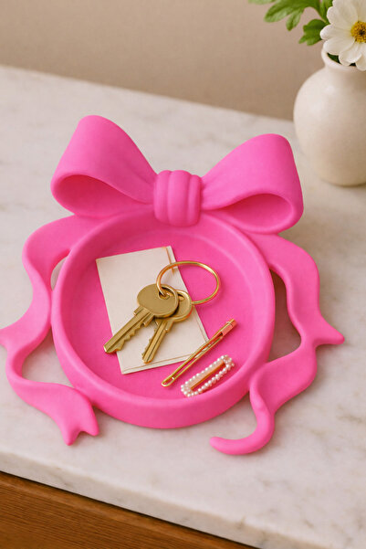 Vescarri صينية مزينة للمجوهرات وحامل المفاتيح بتفاصيل فيونكة