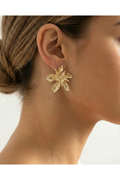 GLANZEND Embossed Flower Form Earrings Flashy Modern Women's Steel Earrings