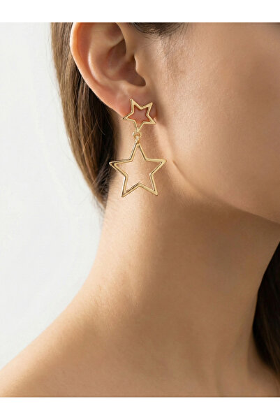 GLANZEND Yıldız Form Sallantılı Trend Modern Kadın Çelik Küpe