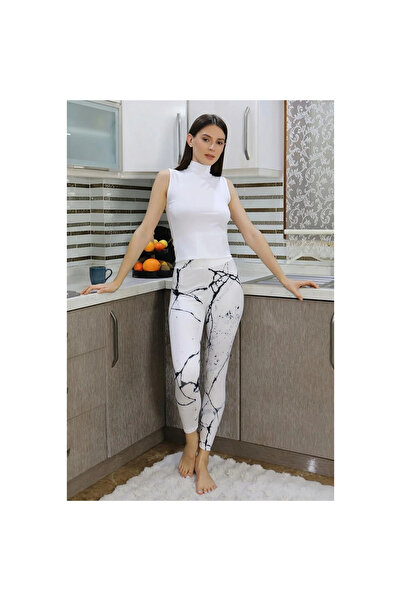 Narnuga Mi̇ray- Women's Micro Patterned Leggings White