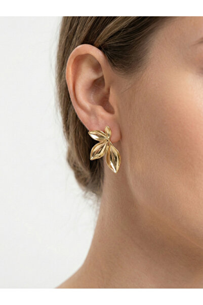 GLANZEND Leaf Form Earrings Elegant Minimal Women's Steel Earrings